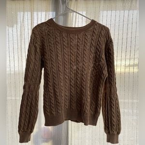 Camel Brown Knit Cotton Sweater